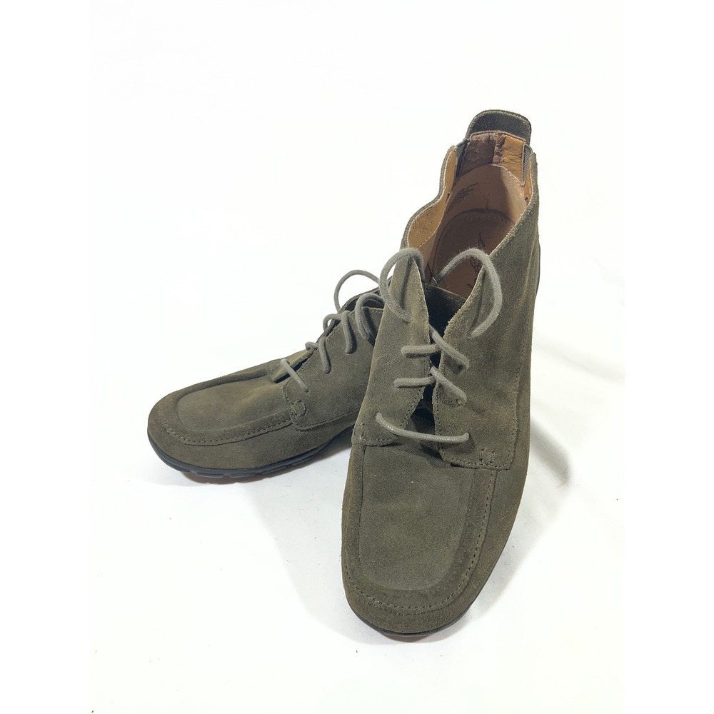 Easy Spirit Suede Lace Up Ankle Chukka Boots Women 9 Army Green Moc Toe Gorpcore